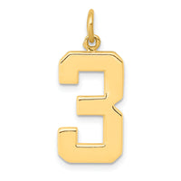 14k Large Polished Number 3 Charm-LP03