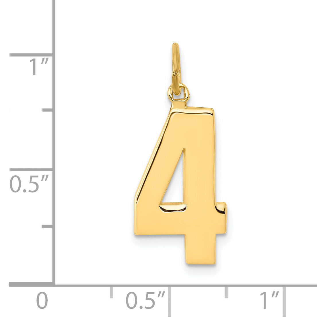 14k  Large Polished Number 4 Charm-LP04