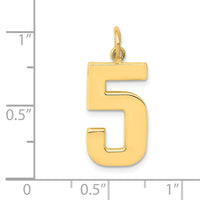 14k  Large Polished Number 5 Charm-LP05