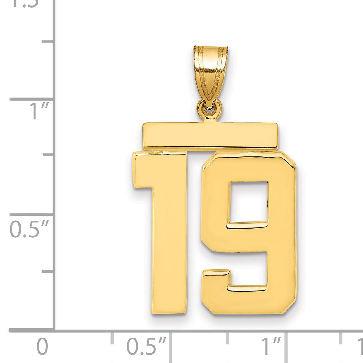 14k Large Polished Number 19 Charm-LP19