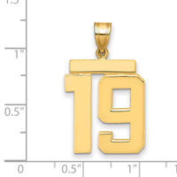14k Large Polished Number 19 Charm-LP19