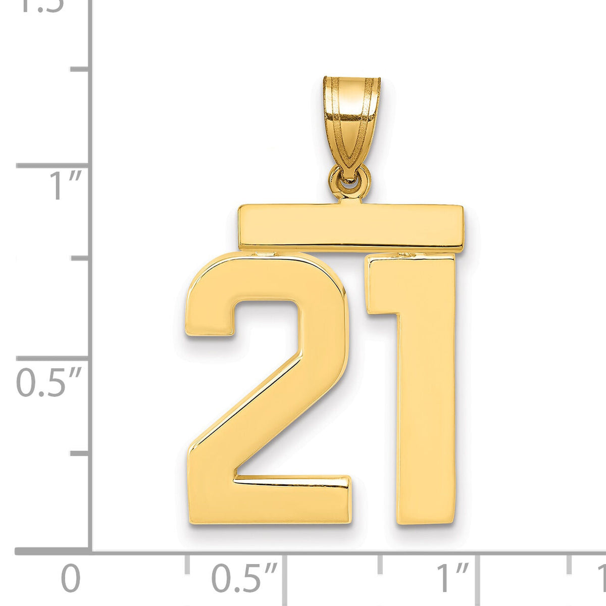 14k Large Polished Number 21 Charm-LP21