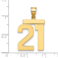 14k Large Polished Number 21 Charm-LP21