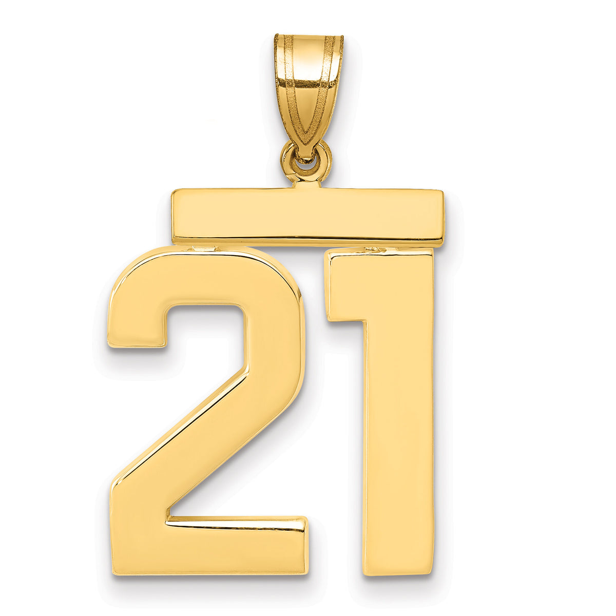 14k Large Polished Number 21 Charm-LP21