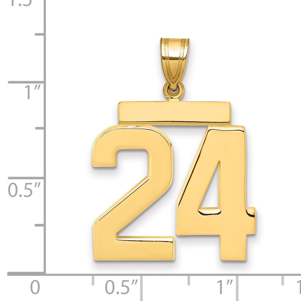 14k Large Polished Number 24 Charm-LP24