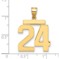 14k Large Polished Number 24 Charm-LP24