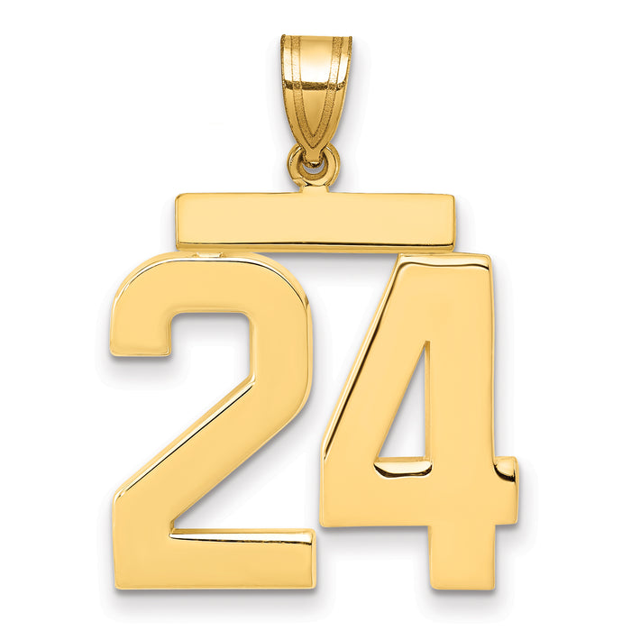 14k Large Polished Number 24 Charm-LP24
