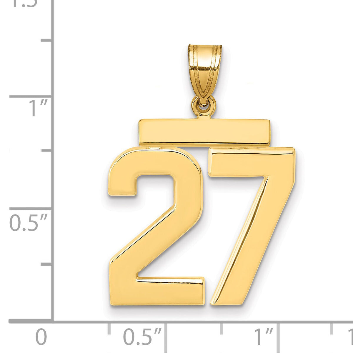 14k Large Polished Number 27 Charm-LP27