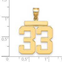 14k Large Polished Number 33 Charm-LP33