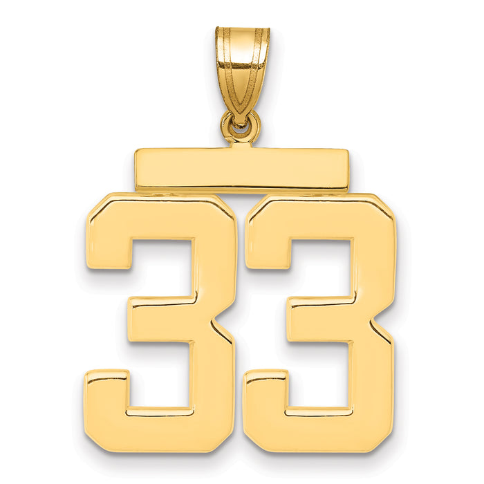 14k Large Polished Number 33 Charm-LP33