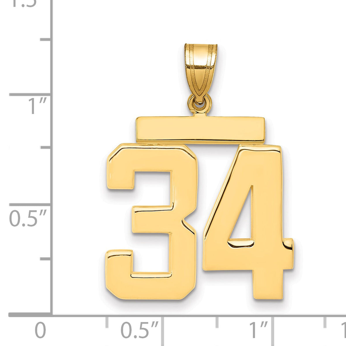 14k Large Polished Number 34 Charm-LP34