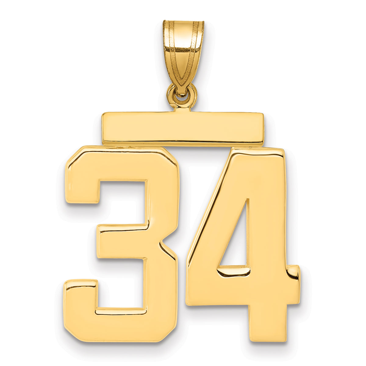 14k Large Polished Number 34 Charm-LP34