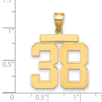 14k Large Polished Number 38 Charm-LP38