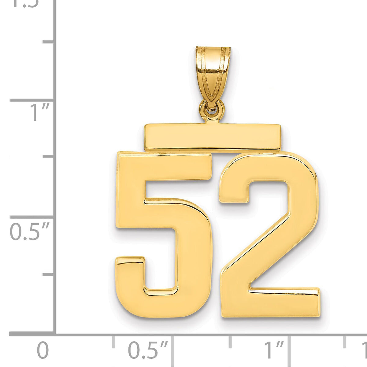 14k Large Polished Number 52 Charm-LP52