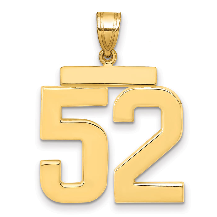 14k Large Polished Number 52 Charm-LP52