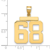 14k Large Polished Number 68 Charm-LP68