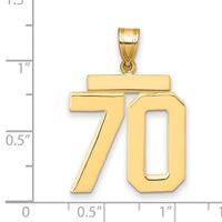 14k Large Polished Number 70 Charm-LP70