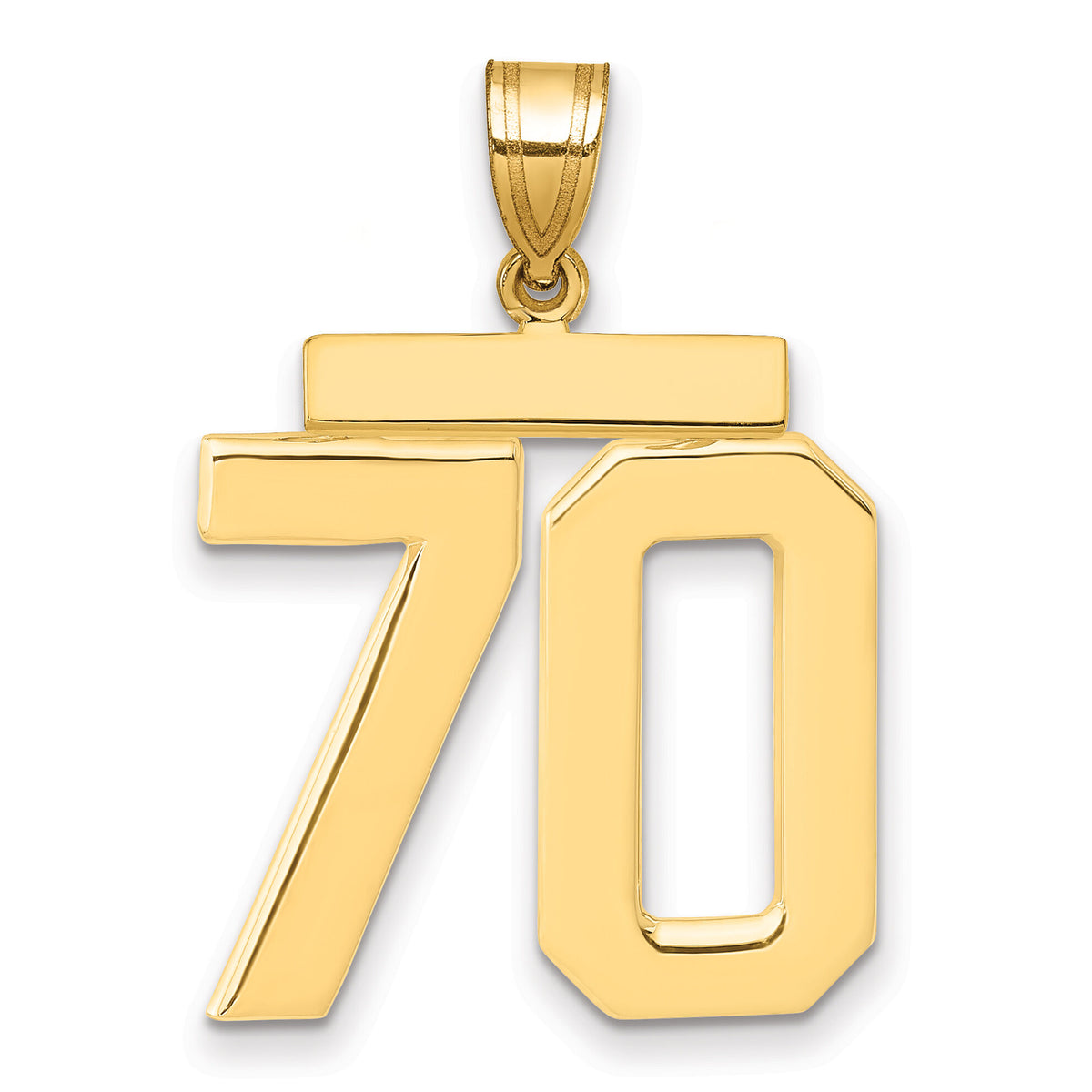 14k Large Polished Number 70 Charm-LP70