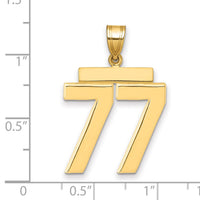 14k Large Polished Number 77 Charm-LP77