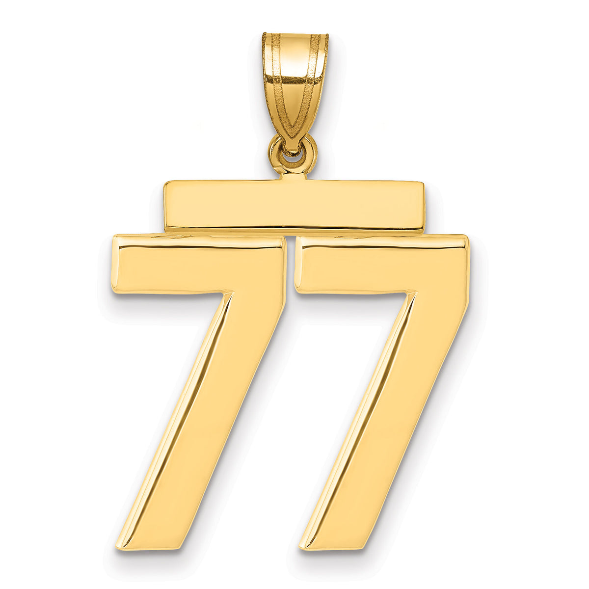 14k Large Polished Number 77 Charm-LP77