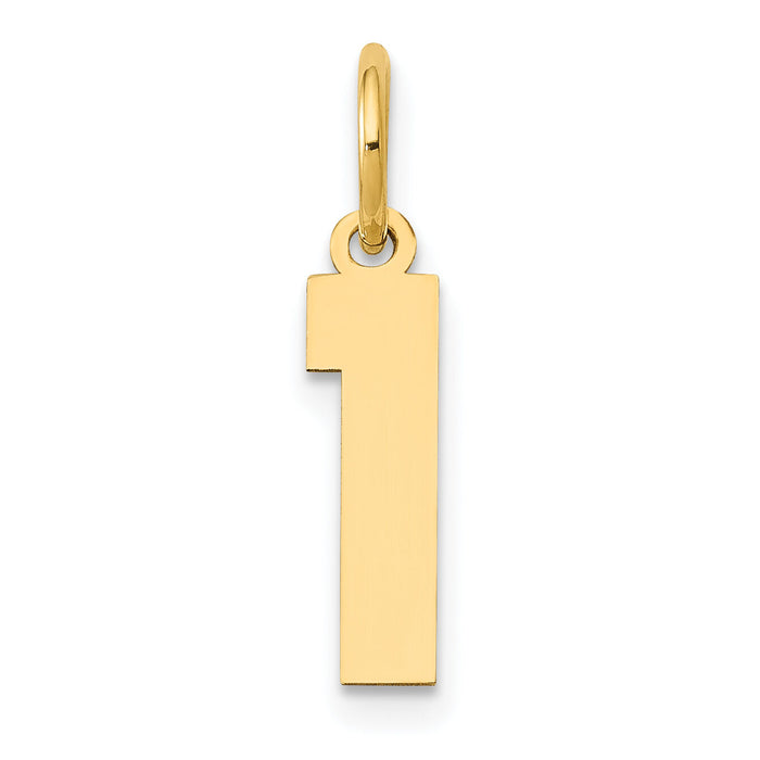 14k Small Polished Number 1 Charm-LS01