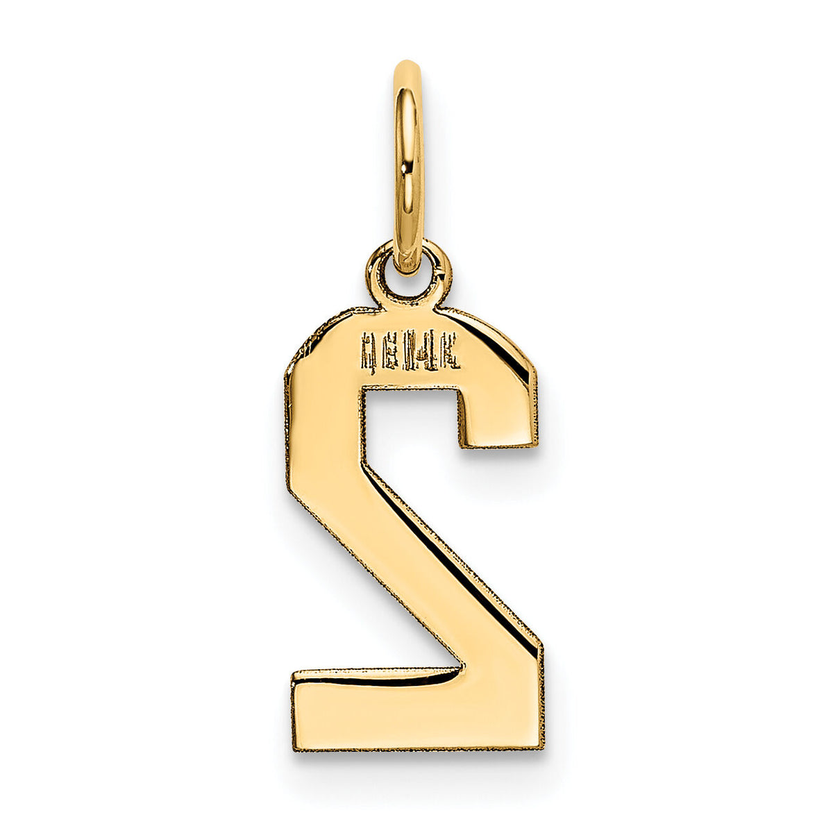 14k Small Polished Number 2 Charm-LS02
