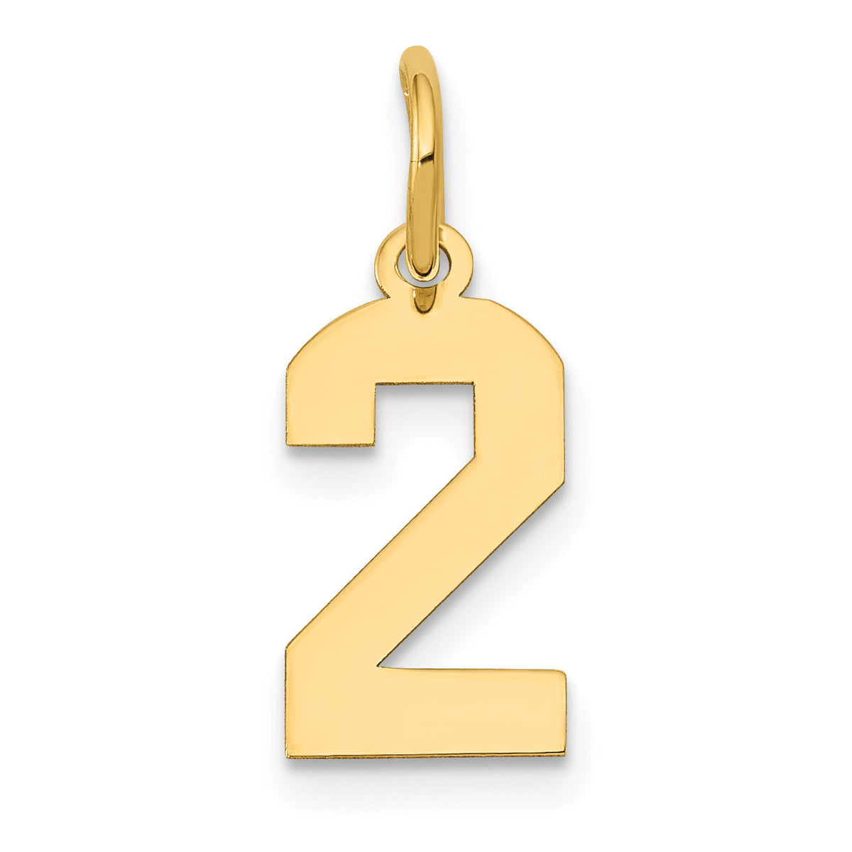 14k Small Polished Number 2 Charm-LS02