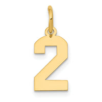 14k Small Polished Number 2 Charm-LS02