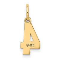 14k Small Polished Number 4 Charm-LS04