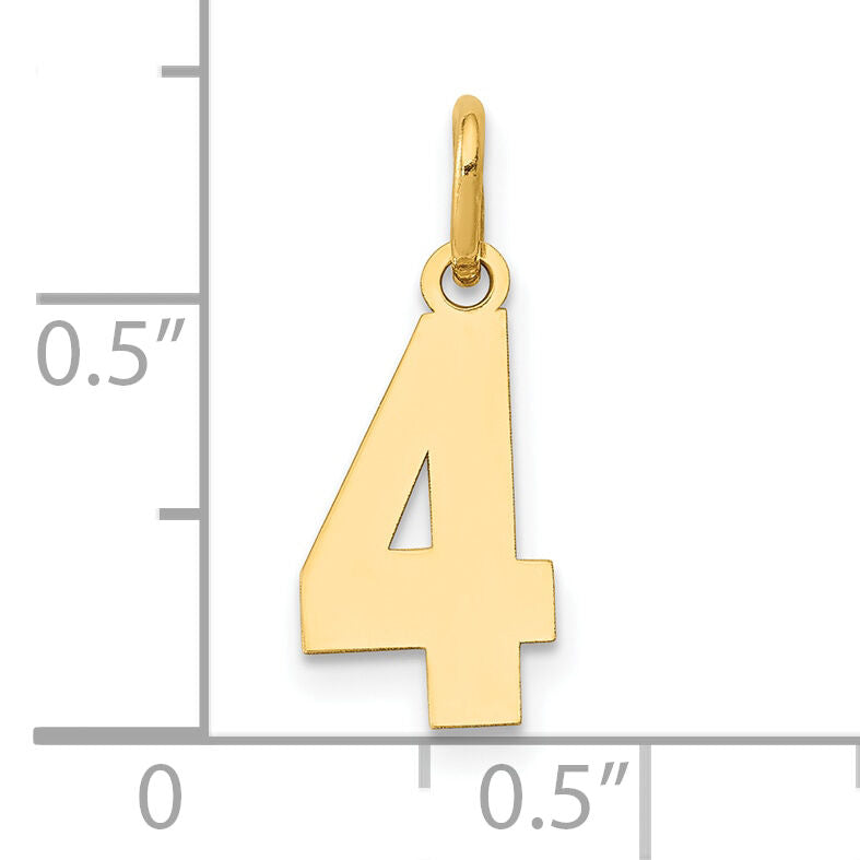 14k Small Polished Number 4 Charm-LS04