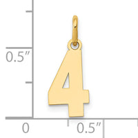 14k Small Polished Number 4 Charm-LS04