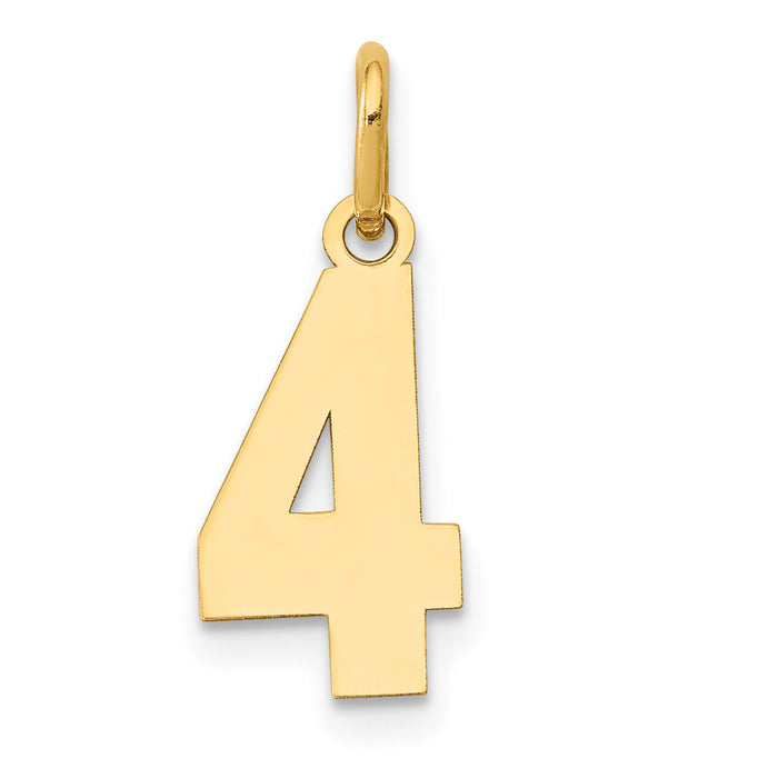 14k Small Polished Number 4 Charm-LS04