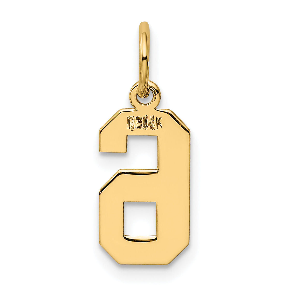 14k Small Polished Number 6 Charm-LS06
