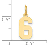 14k Small Polished Number 6 Charm-LS06