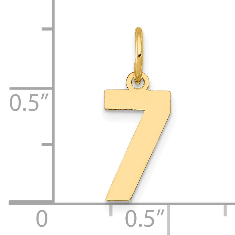 14k Small Polished Number 7 Charm-LS07