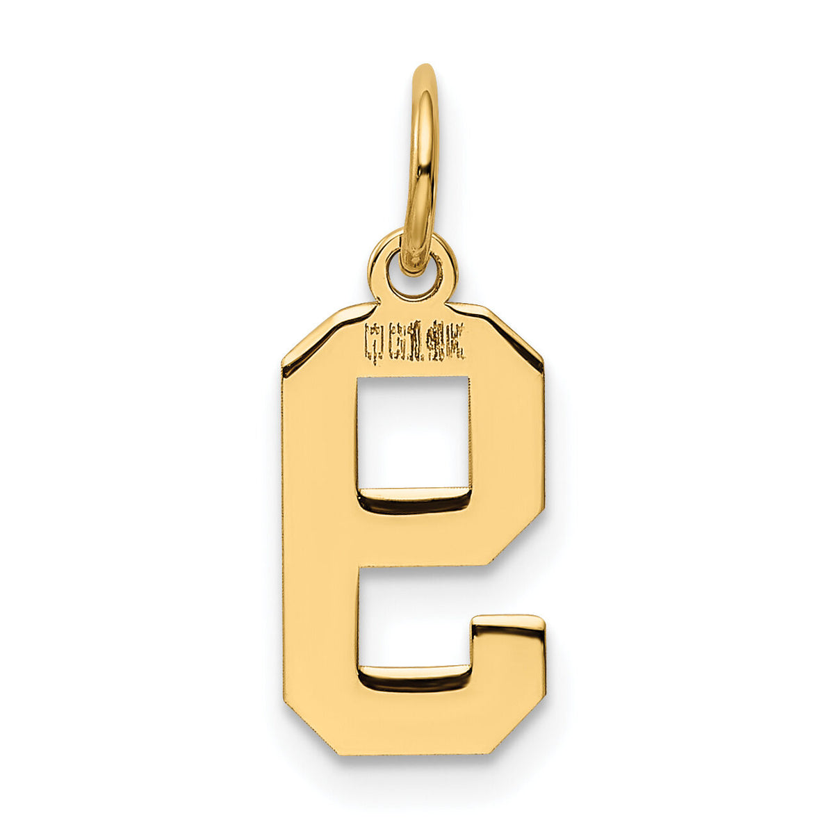14k Small Polished Number 9 Charm-LS09