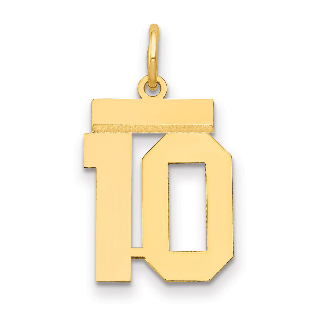 14k Small Polished Number 10 Charm-LS10