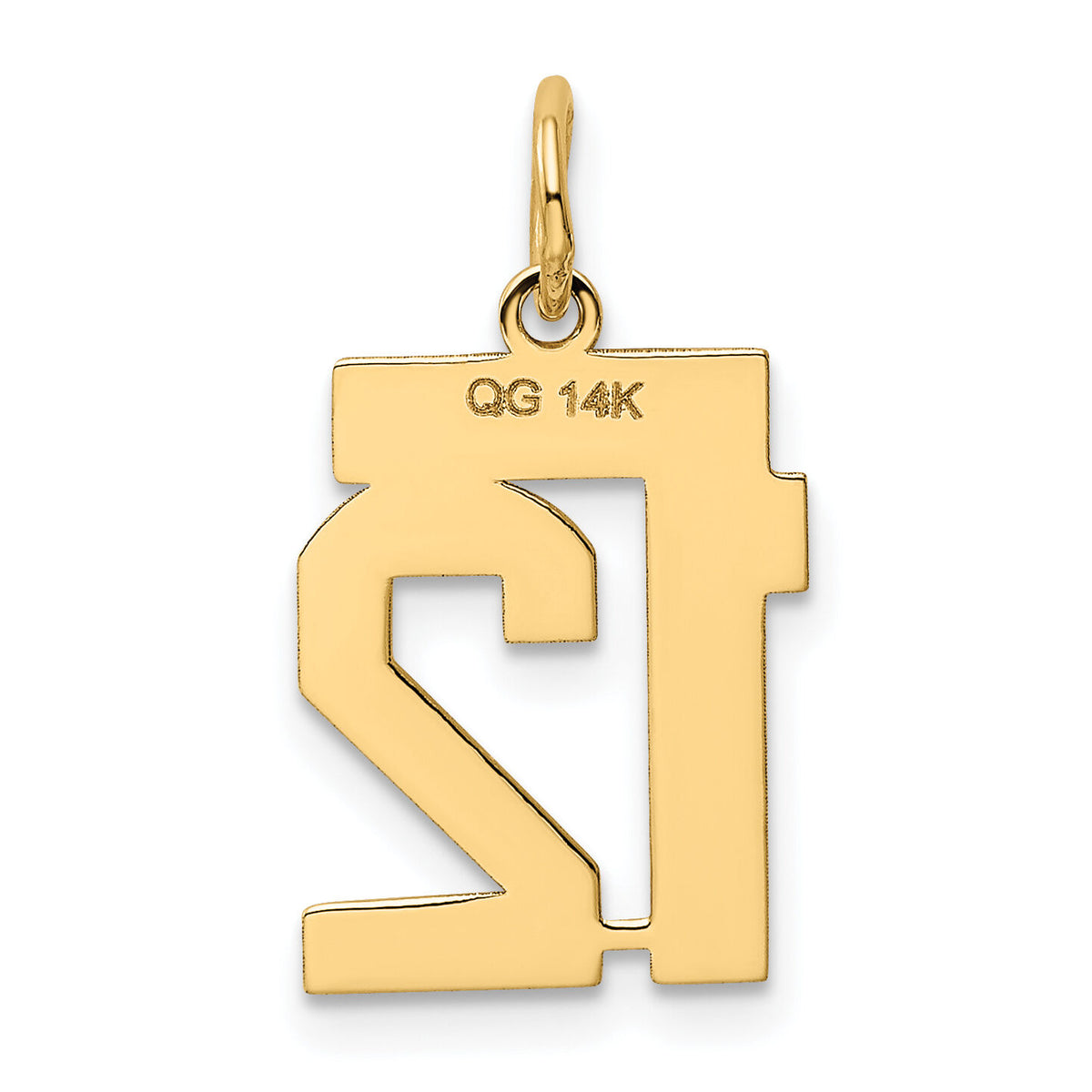 14k Small Polished Number 12 Charm-LS12