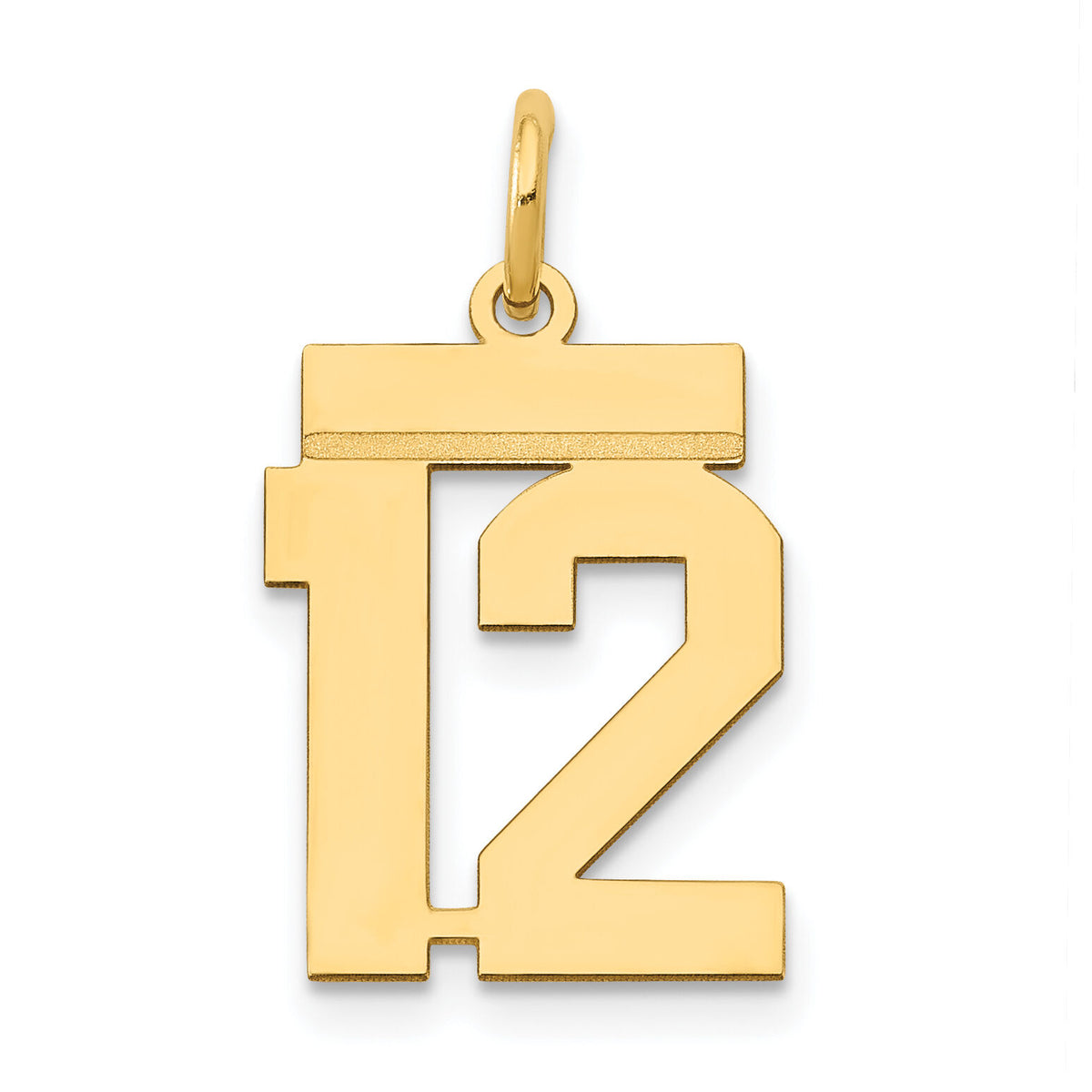 14k Small Polished Number 12 Charm-LS12