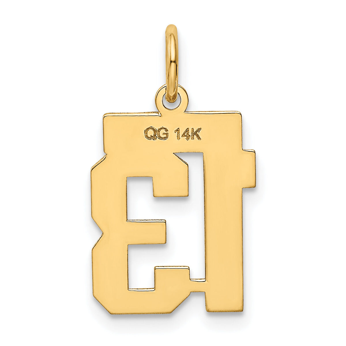 14k Small Polished Number 13 Charm-LS13