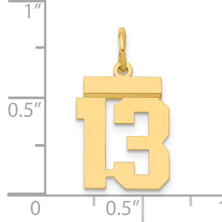 14k Small Polished Number 13 Charm-LS13