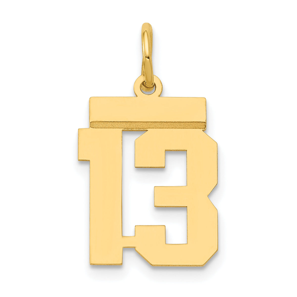 14k Small Polished Number 13 Charm-LS13
