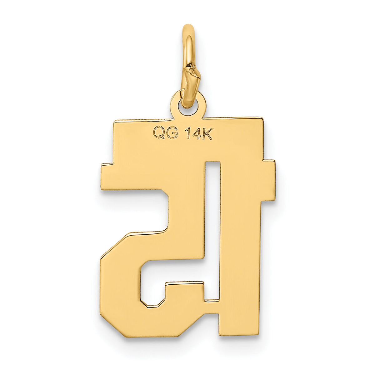 14k Small Polished Number 15 Charm-LS15
