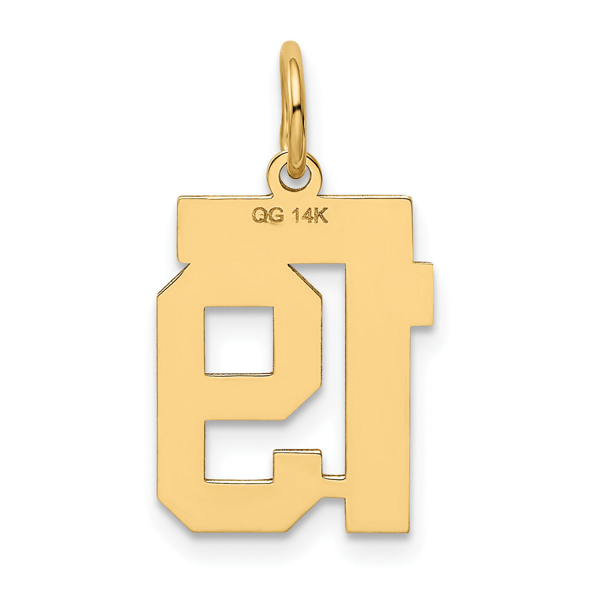 14k Small Polished Number 19 Charm-LS19