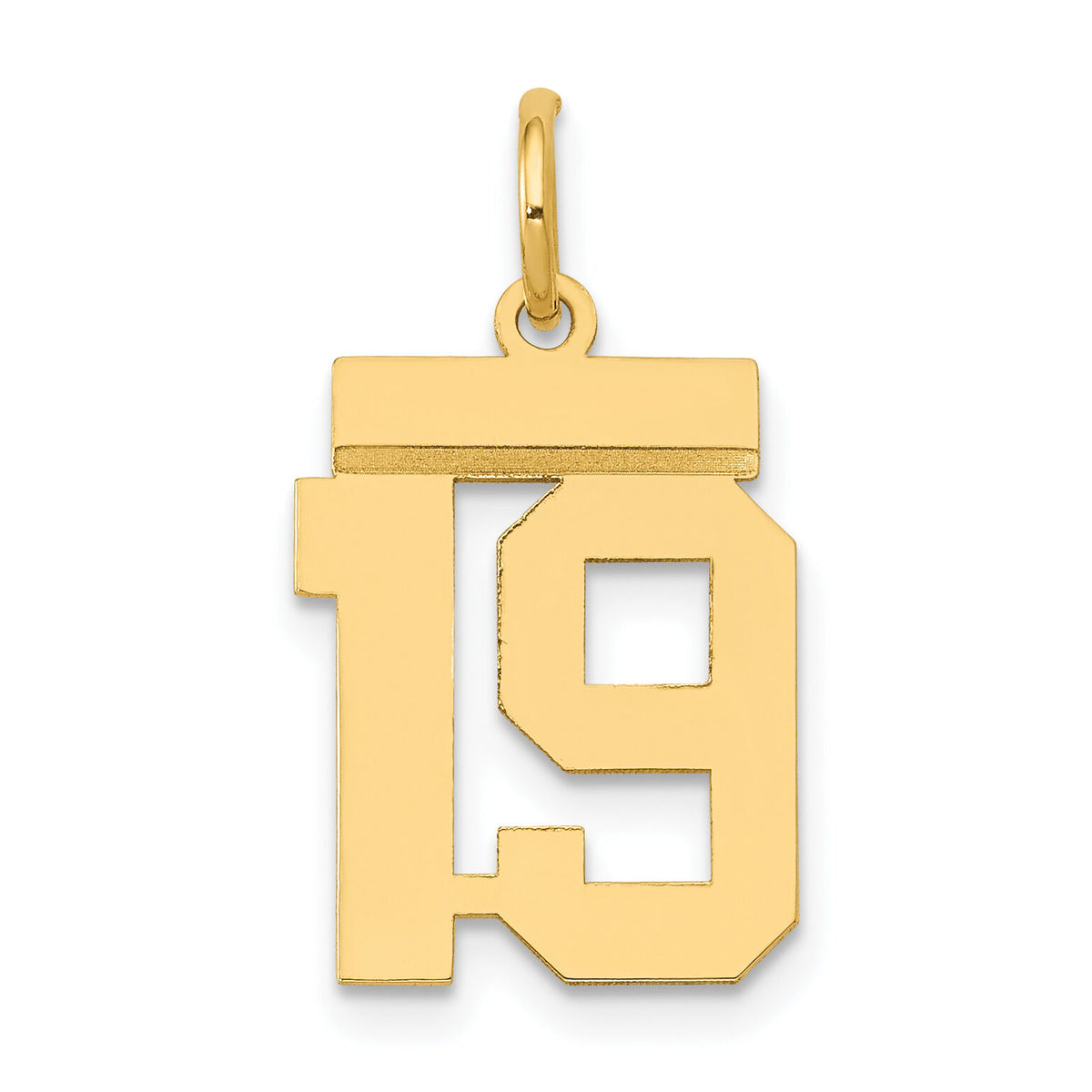 14k Small Polished Number 19 Charm-LS19