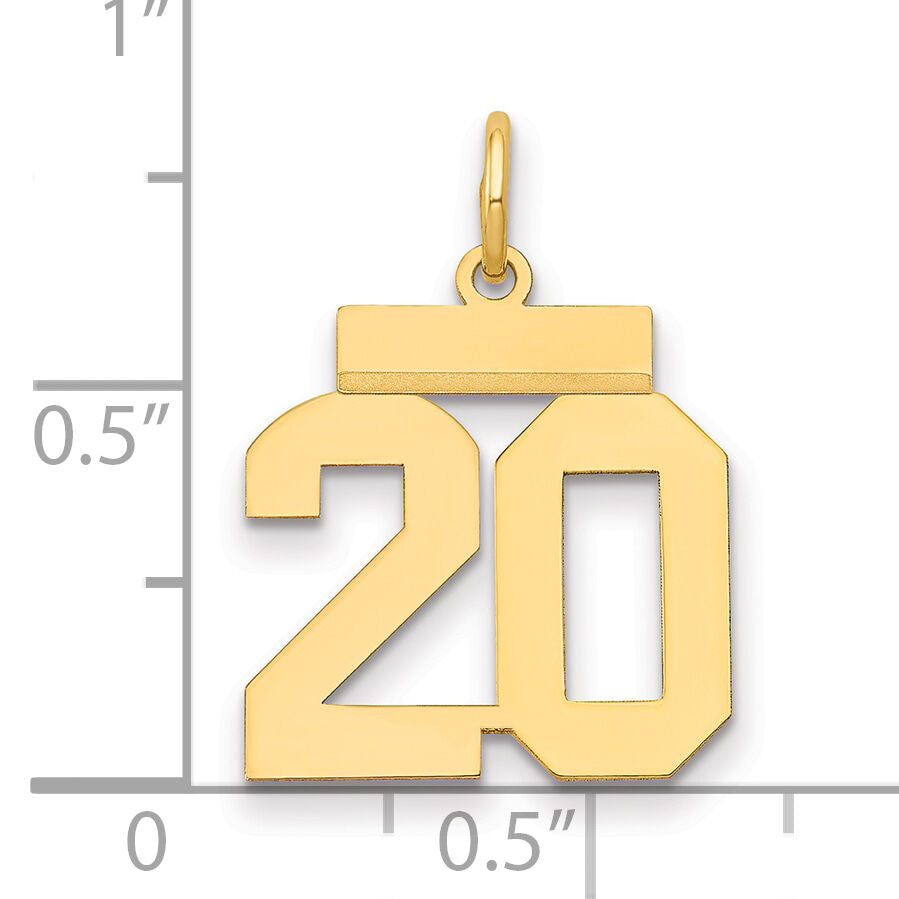 14k Small Polished Number 20 Charm-LS20