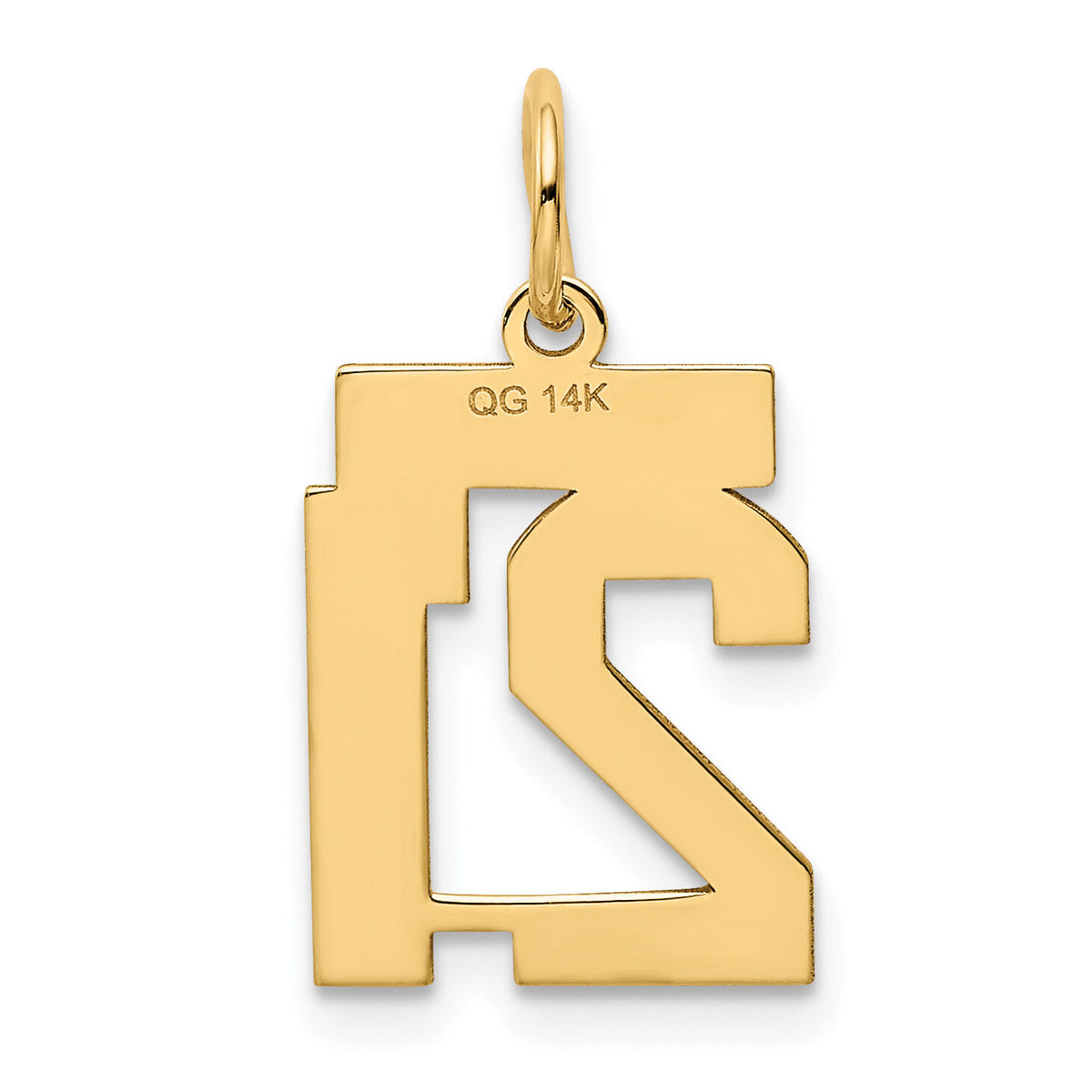 14k Small Polished Number 21 Charm-LS21