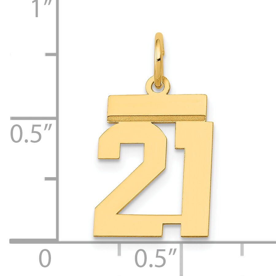 14k Small Polished Number 21 Charm-LS21
