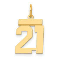 14k Small Polished Number 21 Charm-LS21