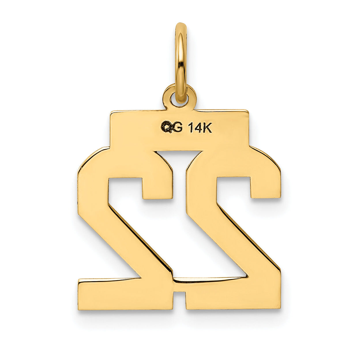 14k Small Polished Number 22 Charm-LS22